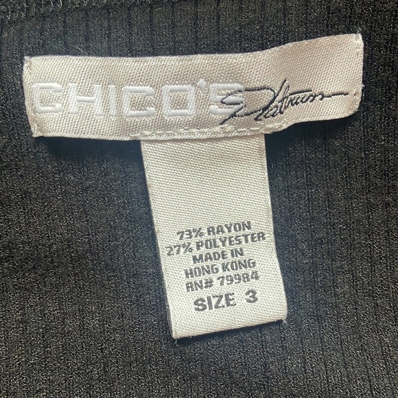 Chicos Platinum Ribbed Black Henley Top Size XL - Picture 8 of 8